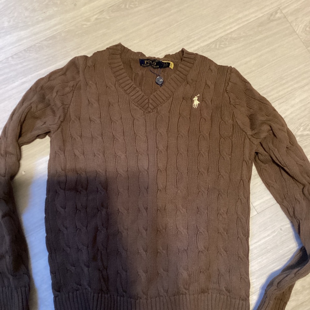 Brown Ralph Lauren cable knit sweater